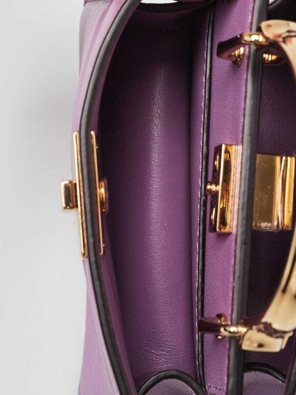 Fendi Purple Smooth Leather Nano Peekaboo Maxi Handle Bag - 7AS106 - Picture 9 of 11